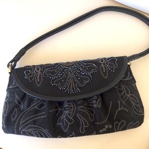 Talbots Elegant Black Beaded Women's Clutch Bag